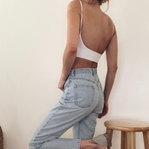 💗 Minimalist Low Back Bralet Crop Top Black - Picture 10 of 11